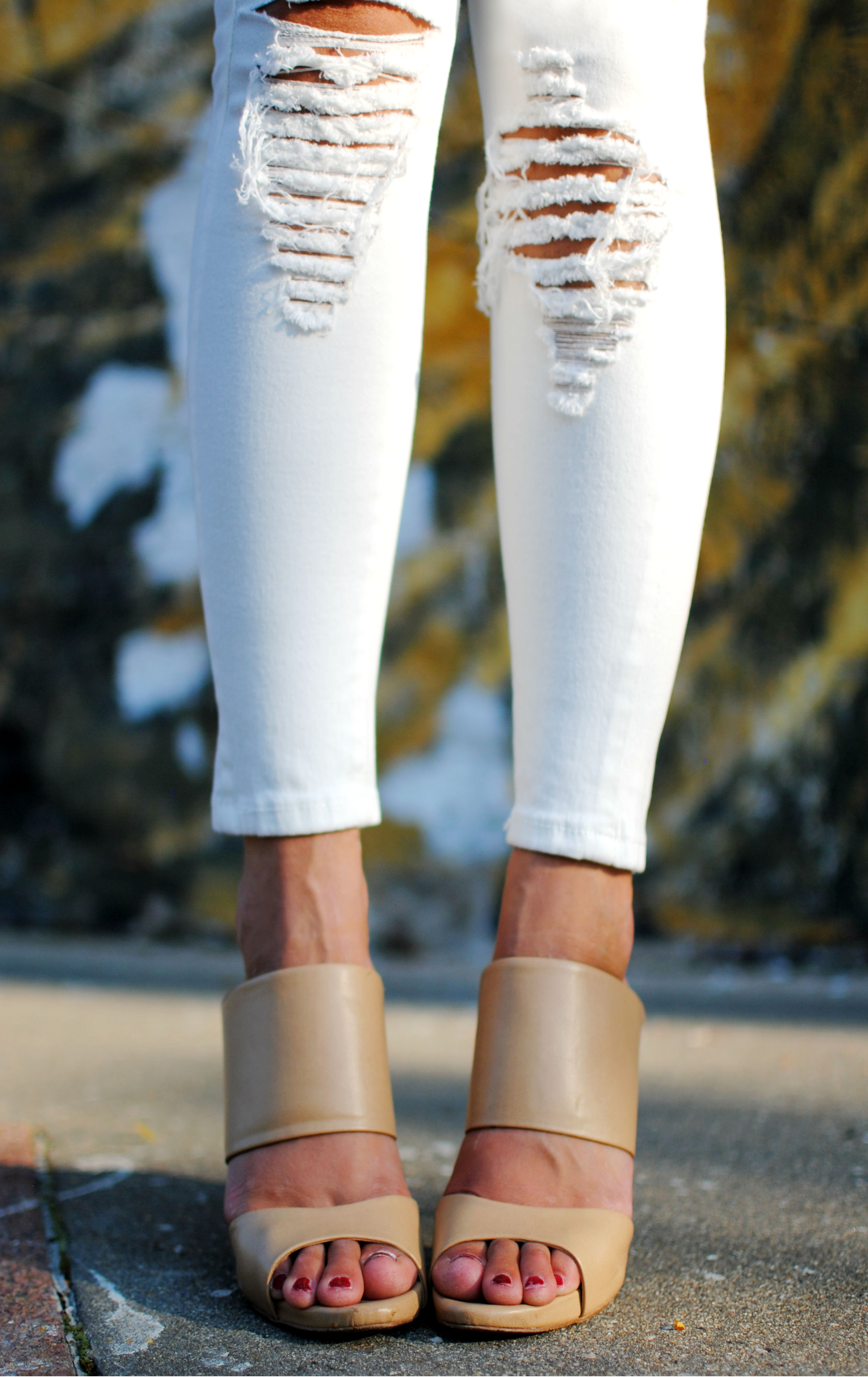 White Distressed Jeans Mules What Would V Wear