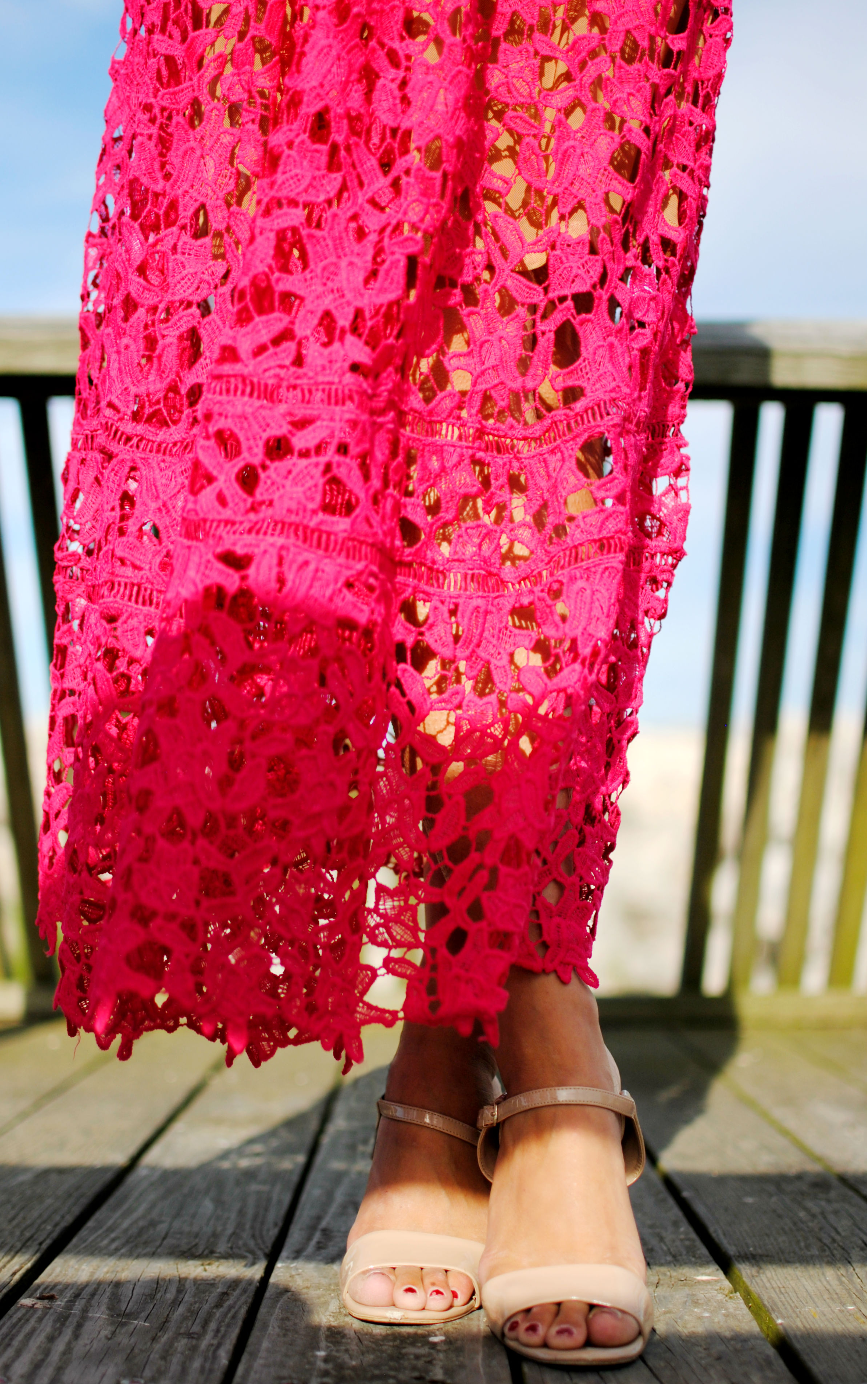 nude sandals red lace dress whatwouldvwear