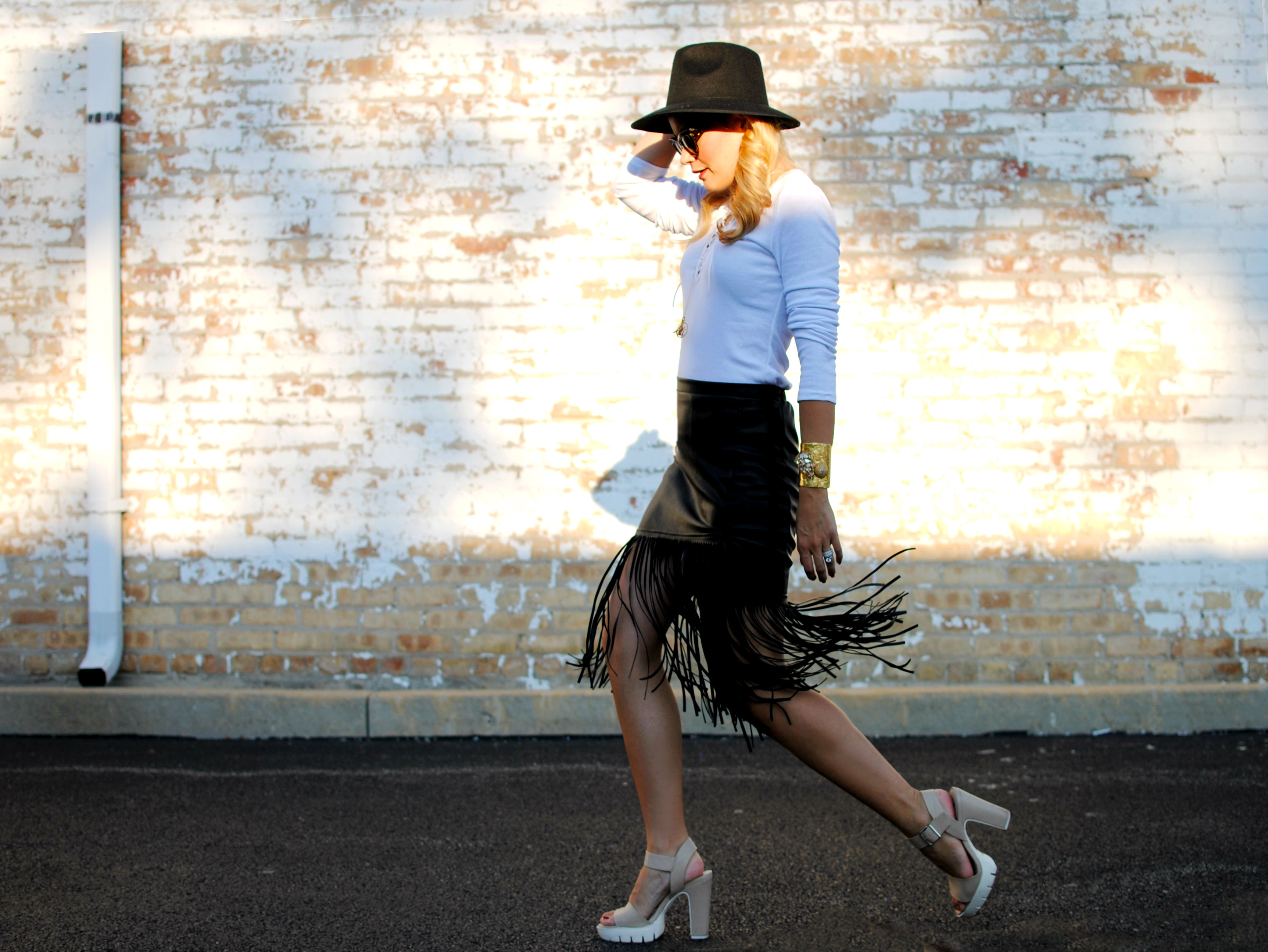 Leather Fringe Skirt_Platform Sandals_What Would V Wear_2