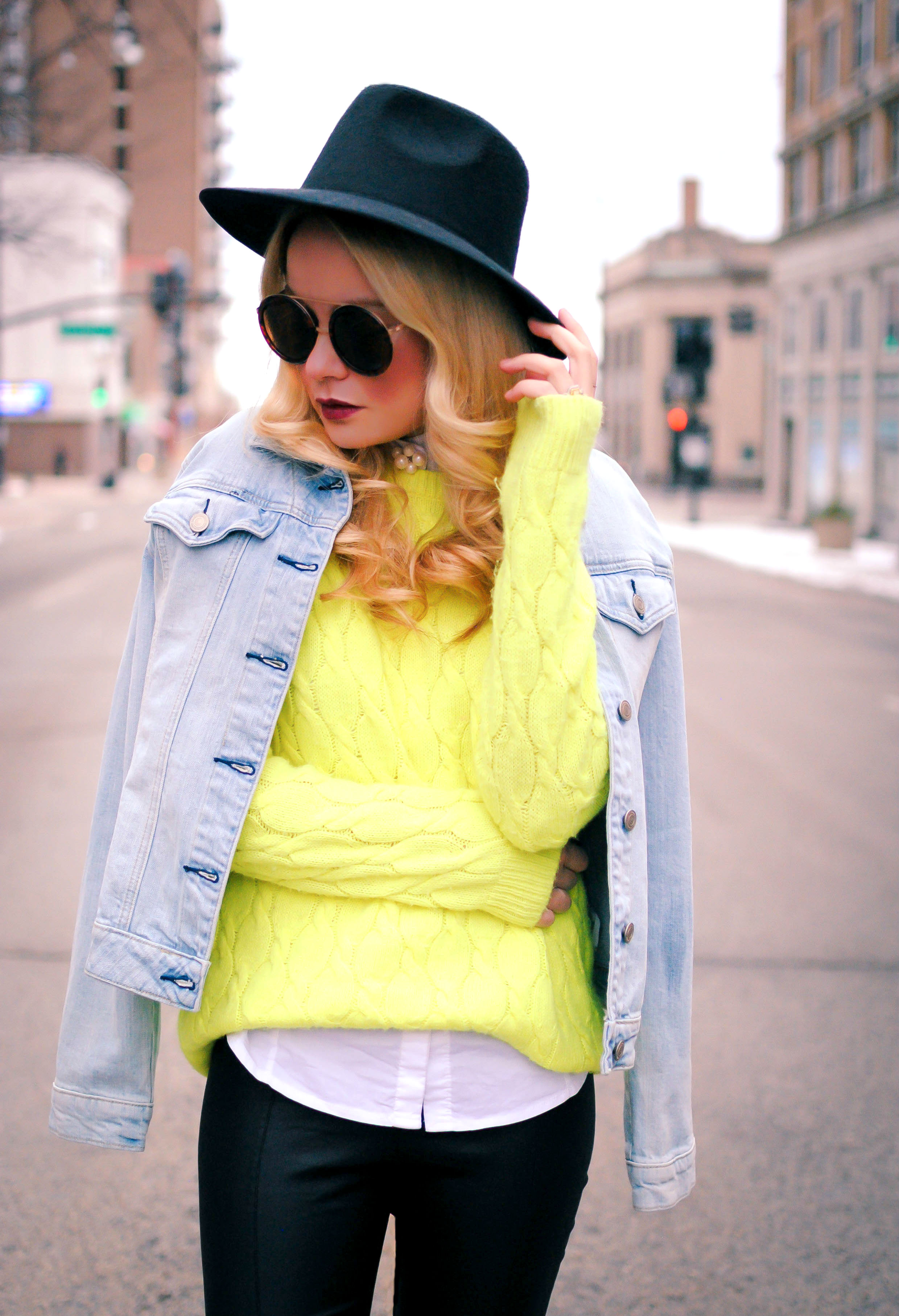 Neon Sweater_Denim Jacket_What Would V Wear_Vanessa Lambert