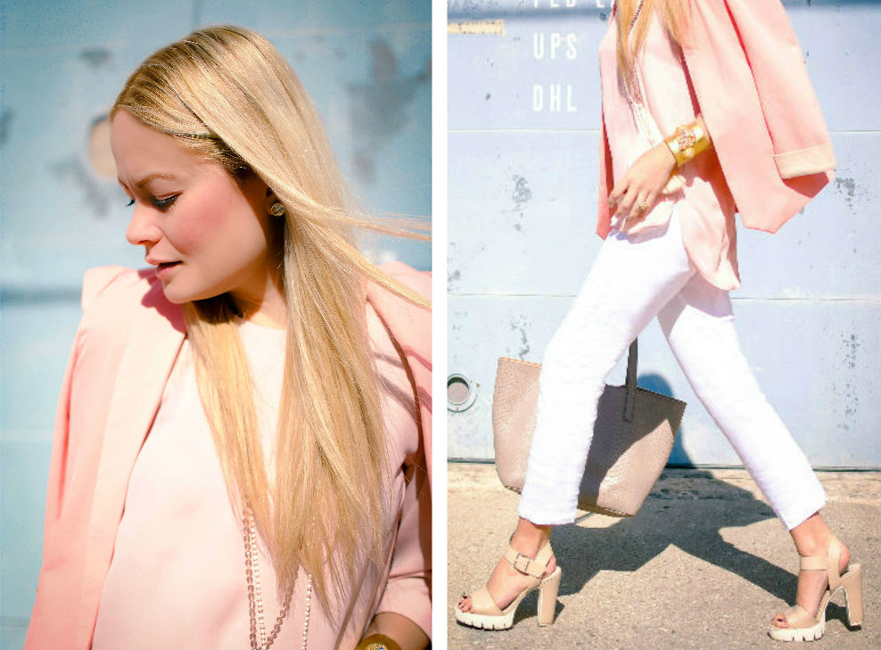 Blush Pink Blazer_White Denim_Top Blogger 2016_What Would V Wear_Vanessa Lambert