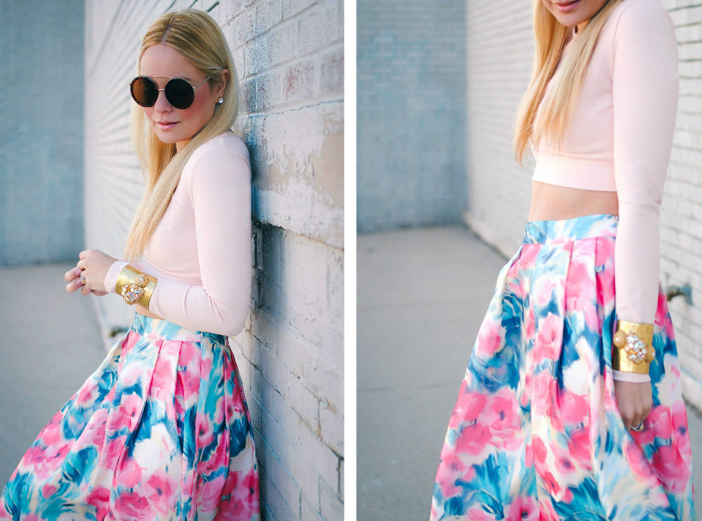 Floral Skirt_Everly Clothing_Crop Top_What Would V Wear_Vanessa Lambert
