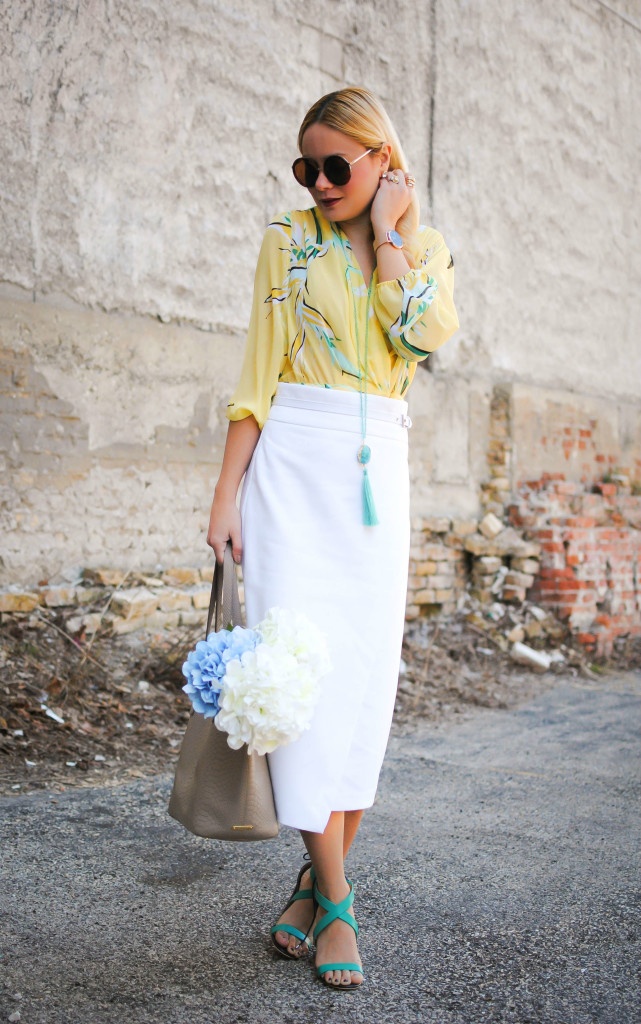 Evas Spring Collection for New York and Company_What Would V Wear_White Midi Skirt