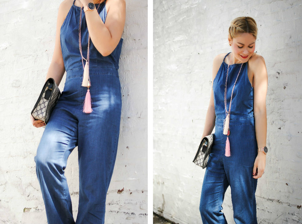 Soho Chic_New York and Company_Denim Jumpsuit_What Would V Wear_Tassel Necklaces