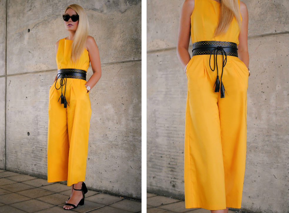 How To Wear A Jumpsuit_Reina Heel Sandals_Obi Belt_Cat Eye Sunglasses_New York and Company_What Would V Wear