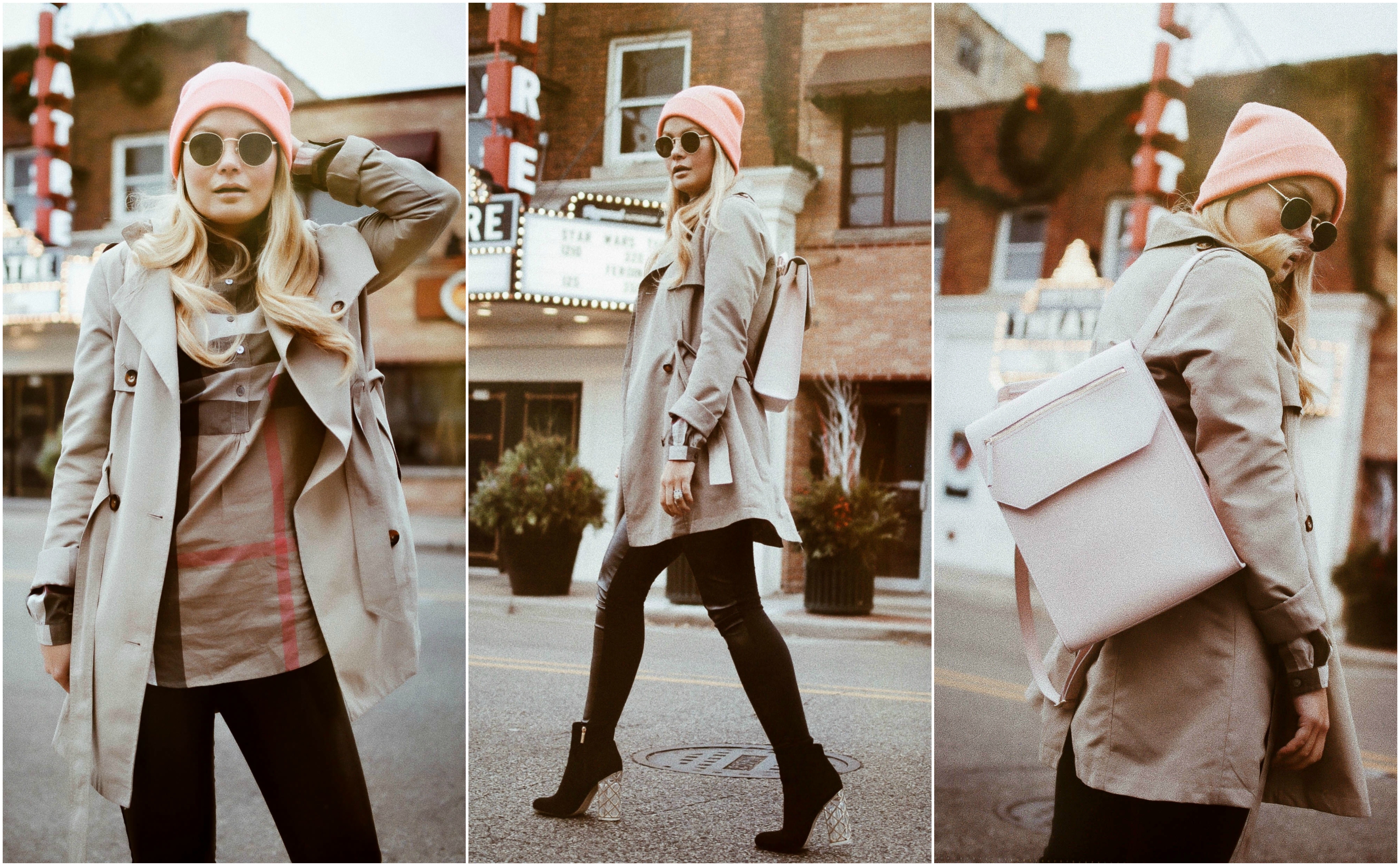  Burberry-Brit-Shirt-Trend-Savvy-Burberry-Trench-Coat-Pink-Beanie-What-Would-V-Wear