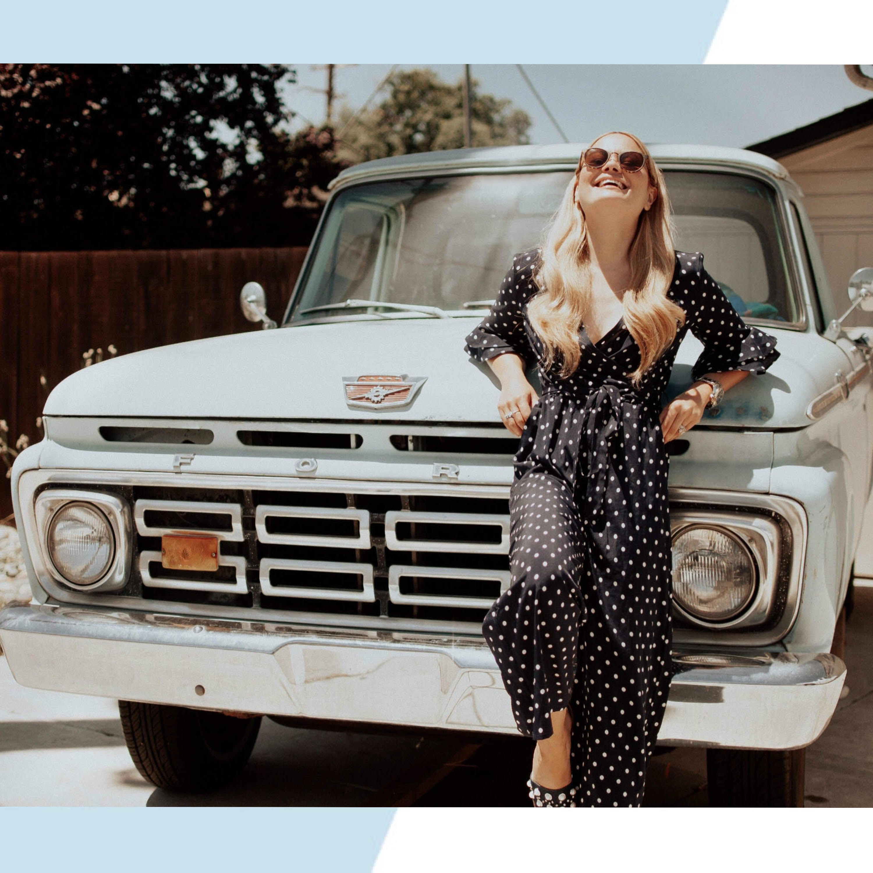  Vintage-Ford-Car-Polka-Dot-Jumpsuit-California-Vanessa-Lambert